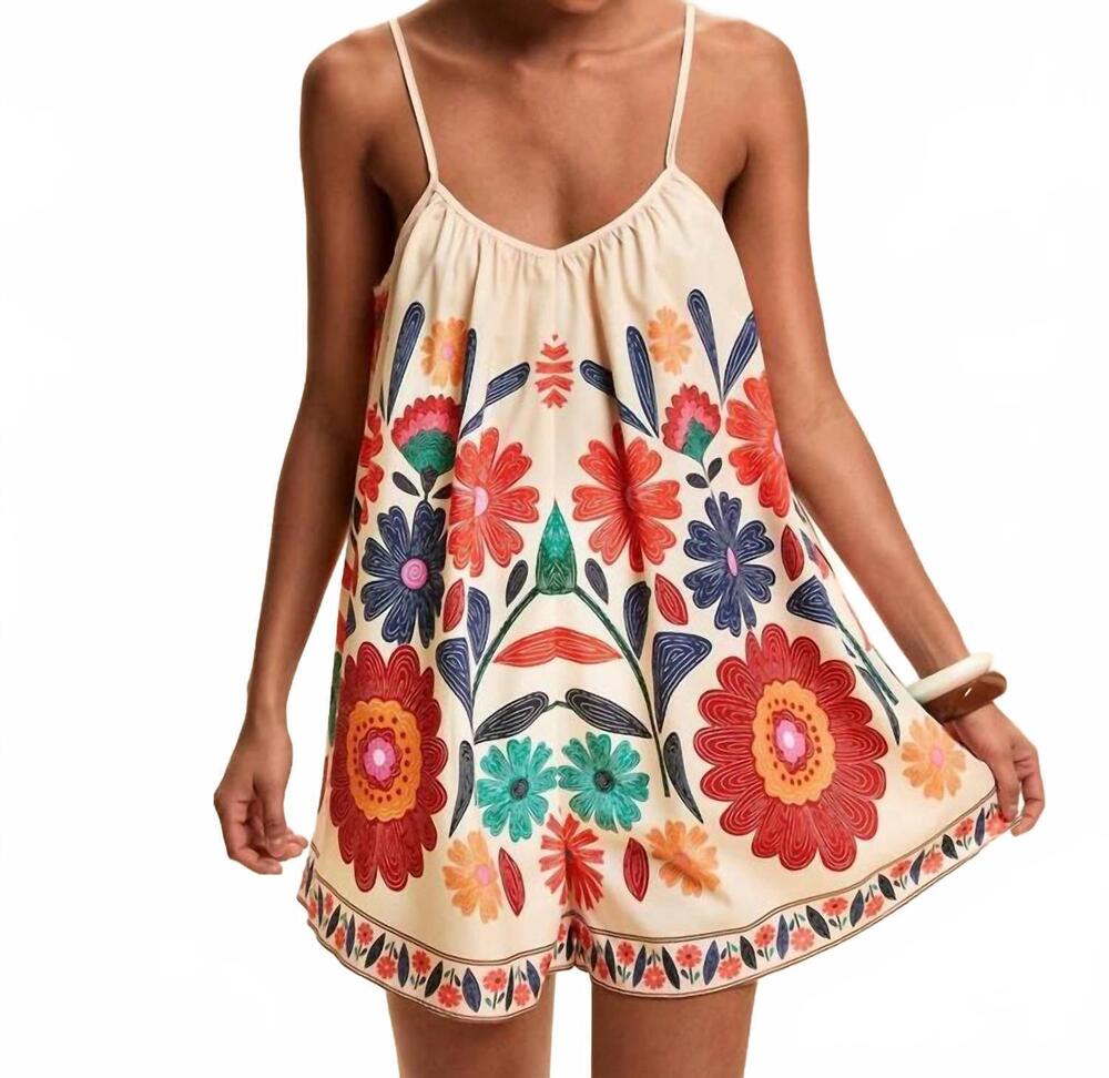 NEW LETO woven floral print loose romper in multicolour
